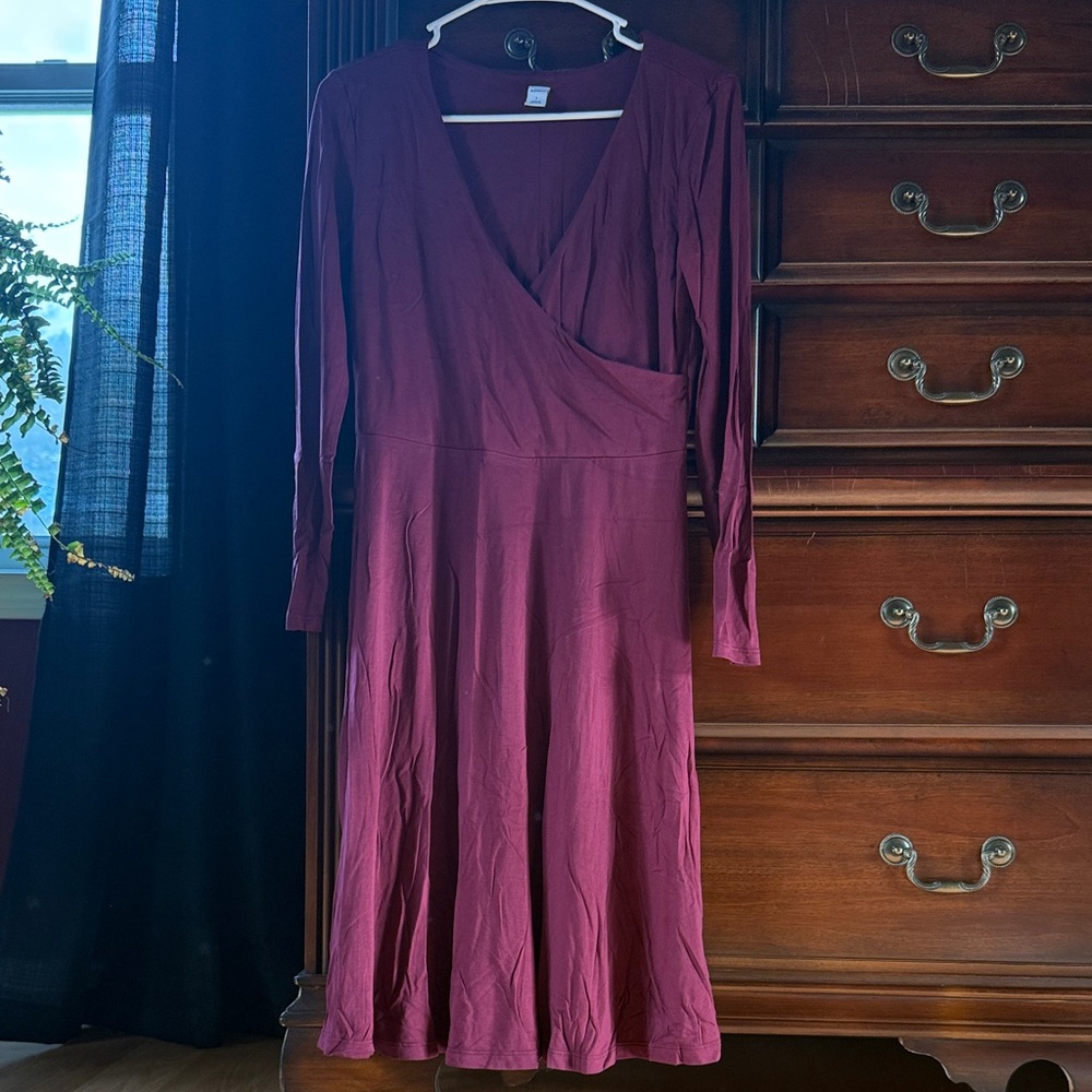 Old Navy Deep Red Long Sleeve Dress